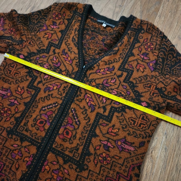 PERUVIAN CONNECTION 100% alpaca zip front boho cardigan - Picture 9 of 11
